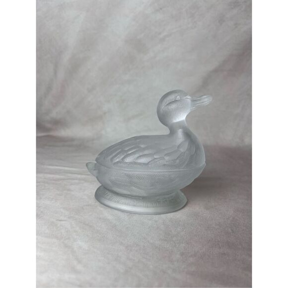 Antique French Frosted Glass Duck Portieux Vallerysthal - Picture 1 of 8